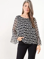 Bell Sleeve Chiffon Blouse