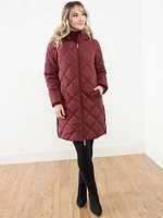 Petite Diamond Quilted Vegan Down Coat