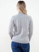 Petite Mock Neck Cable Knit Sweater