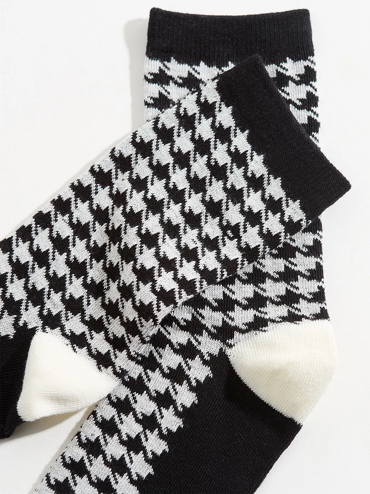 Houndstooth Crew Sock