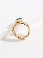 Gold Stretch Ring with Emerald Stone