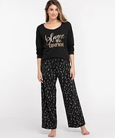 Scoop Neck Wide Leg Pajama Set