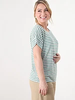 Petite Short Sleeve Yarn Dye Stripe Tee