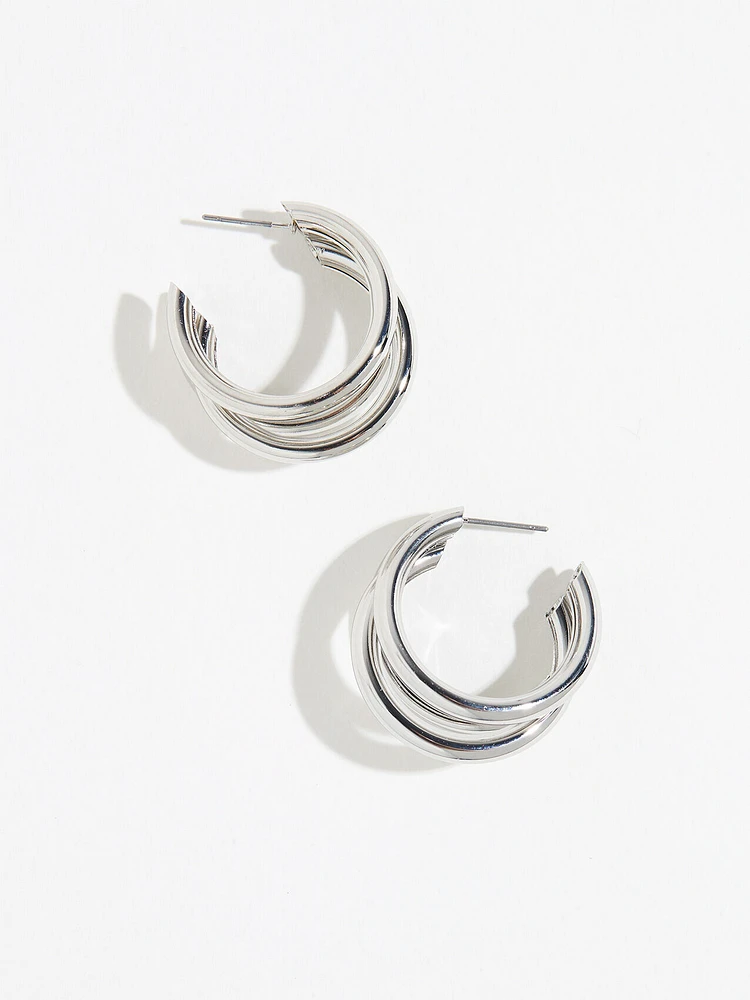 Silver Cluster Hoop Earring