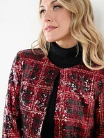 Icon Sequin Plaid Blazer