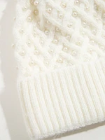 Cable Knit Toque with Pearls