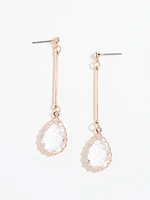 Rose Gold Earrings with Glass Teardrops