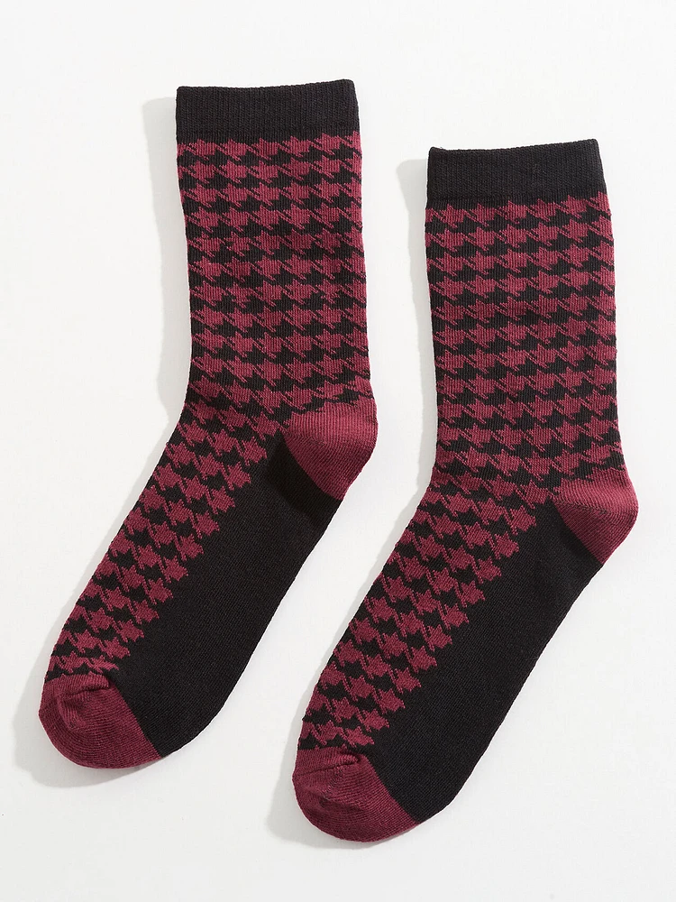 Houndstooth Crew Sock