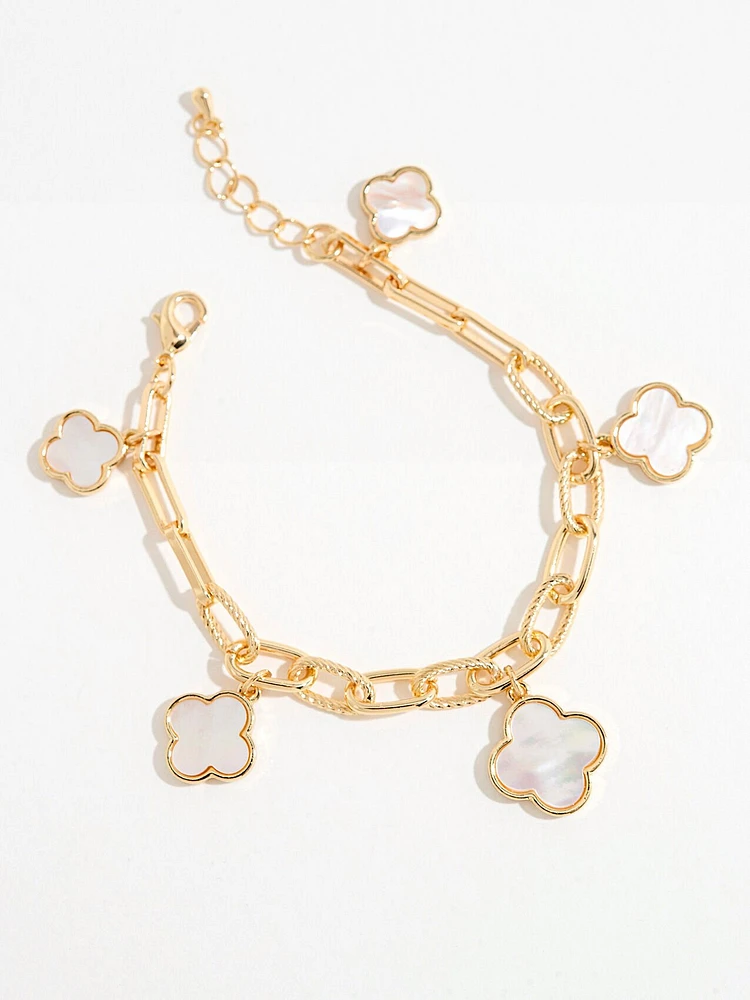 Bold and Mother of Pearl Clover Charm Bracelet