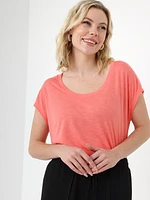 Petite Short Sleeve Scoop Neck T-Shirt