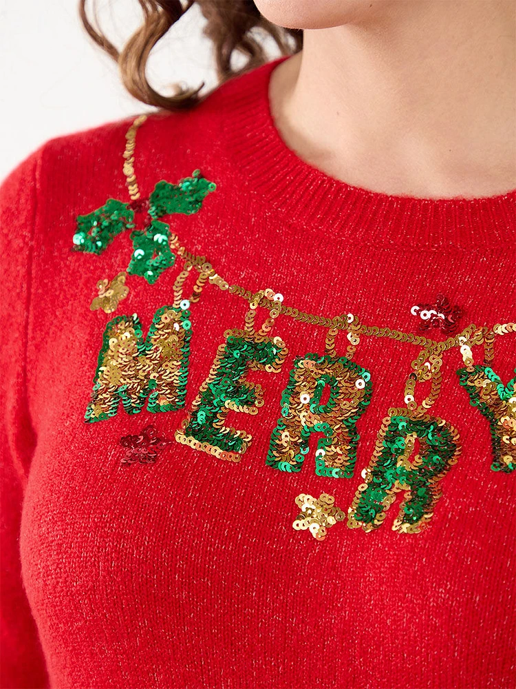 Holiday Sequin Pullover Sweater