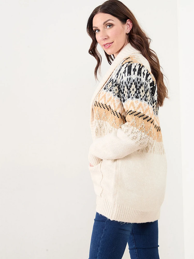 Fair Isle Shawl Collar Sweater