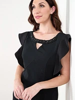 Textured Jewelled Neckline Dress