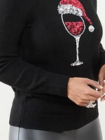 Petite Holiday Sequin Pullover Sweater