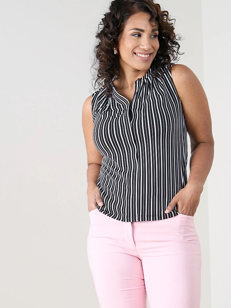 Petite Sleeveless Stretch Crepe Top