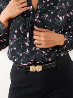 Gold Double Rose Stretch Belt