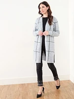 Long Windowpane Cardigan