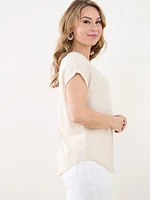 Petite Short Sleeve Textured Top