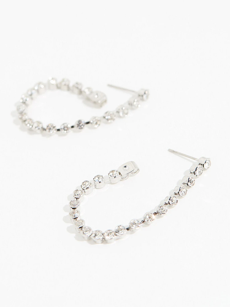 Silver Rhinestone Chain Earrings