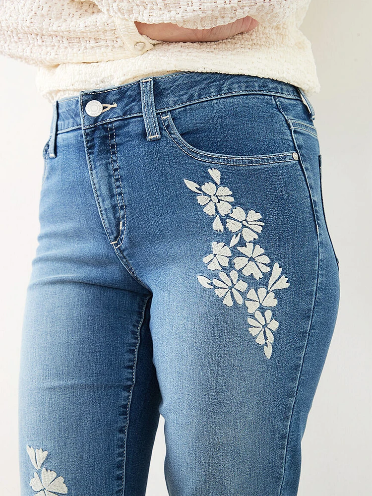 Olivia Embroidered Ankle Jean