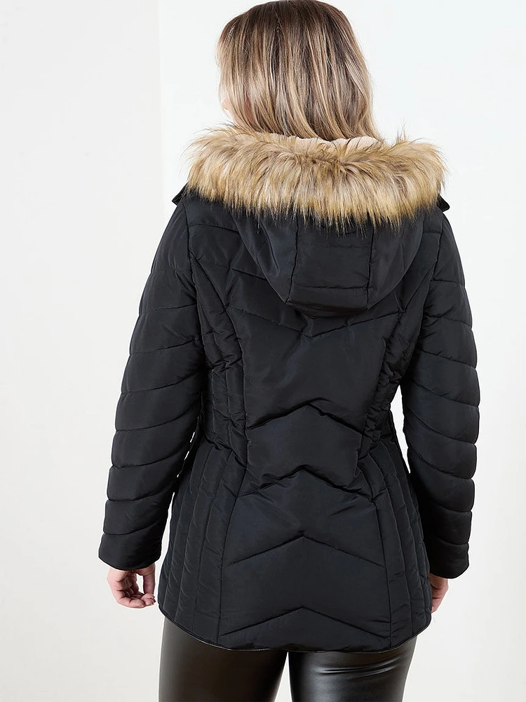 Chevron Vegan Down Coat