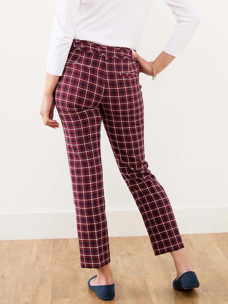 Leah Straight Ankle Pant Plaid