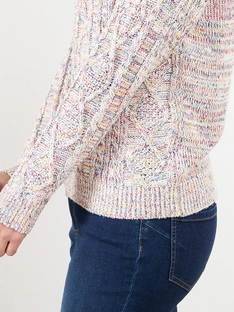 Speckle Cable Knit Pullover Sweater