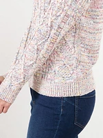 Speckle Cable Knit Pullover Sweater