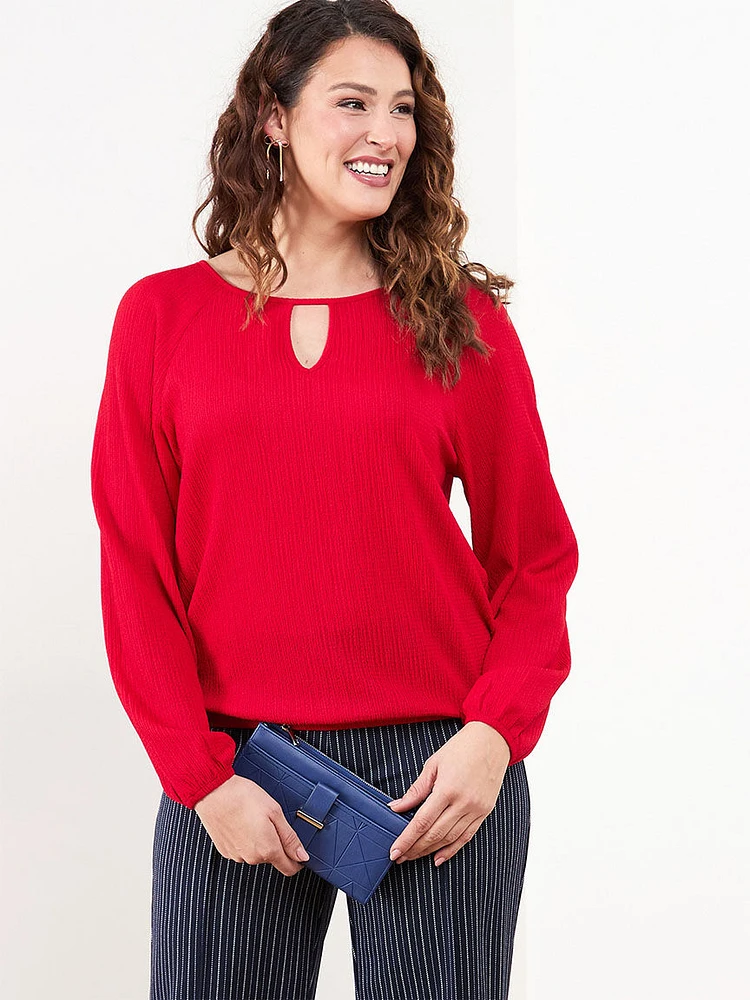 Bubble Hem Keyhole Top