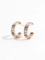 Multi-Stone Emerald Cut Small Hoop Earrings