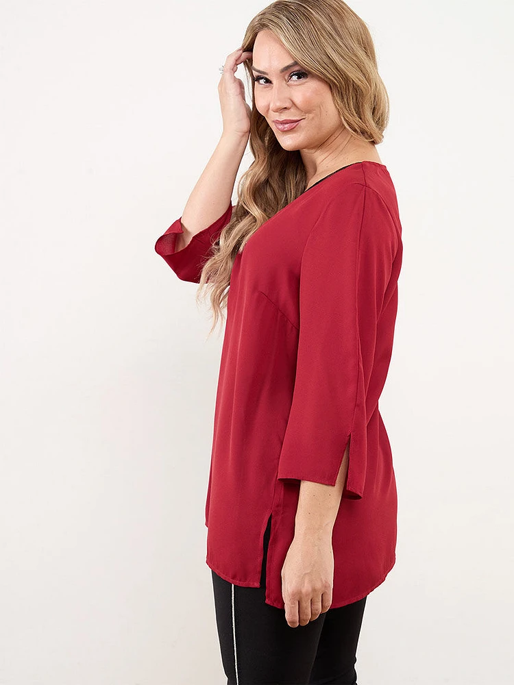 Petite V-Neck Tunic Blouse