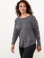 Petite Lightweight Knit Top with Button Detail