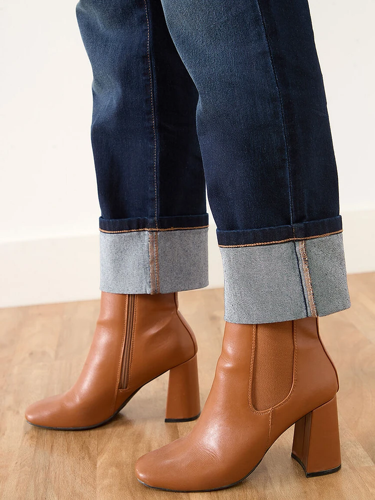 Olivia Dark Wash Turn Cuff Jean