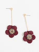 Cranberry Flower Drop Earrings