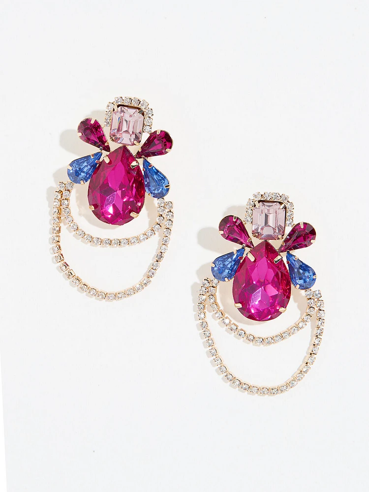 Magenta Crystal Statement Earring