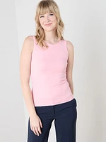 Stretch Cotton Hi-Neck Tank Top