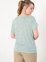 Petite Short Sleeve Yarn Dye Stripe Tee