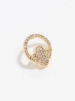 Gold Pave Clover Earring