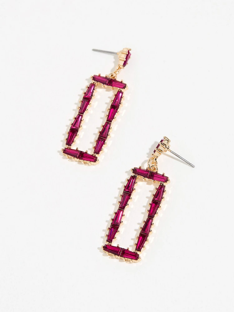 Magenta Crystal Square Dangle Earring