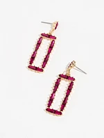 Magenta Crystal Square Dangle Earring