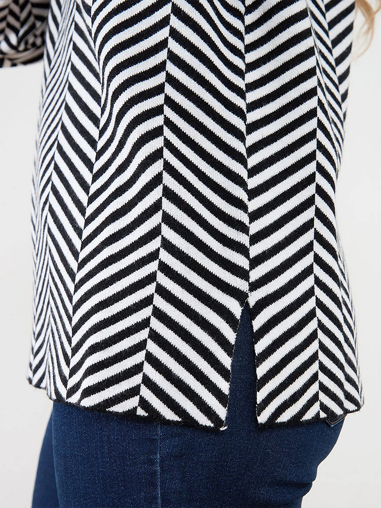 Chevron Mock Neck Pullover Sweater