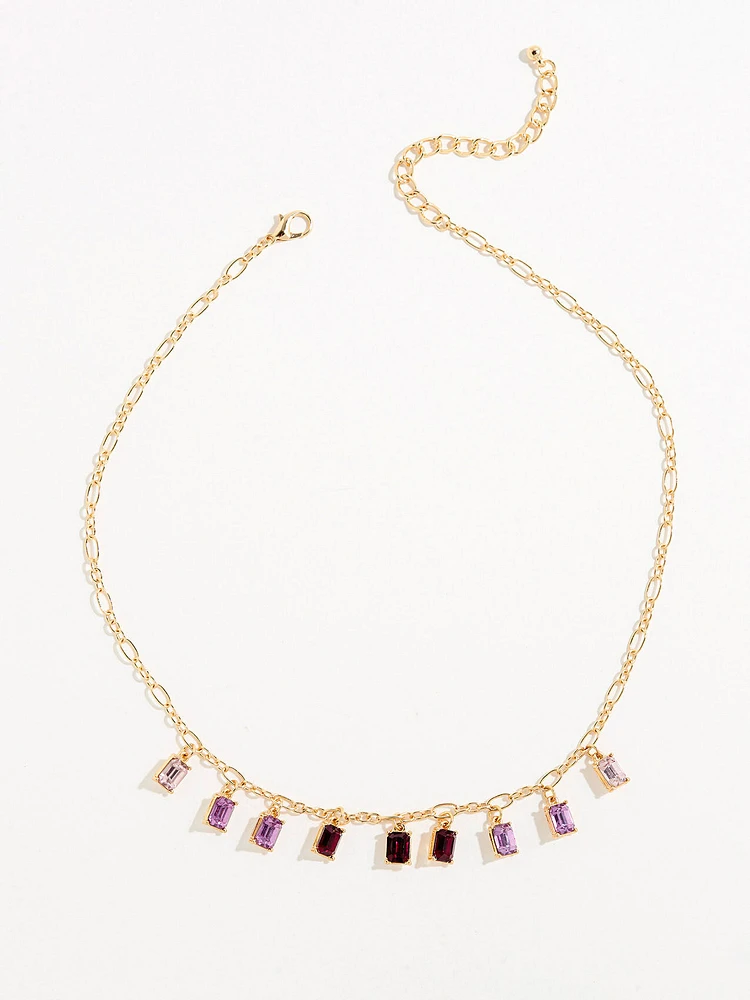 Gold Chain Crystal Charm Necklace