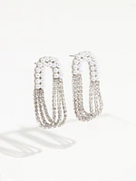 Silver and Pearl Rhinestone Earring