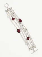 Silver & Cranberry Layered Bracelet