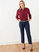 Relaxed Fit Button Front Crepe Blouse