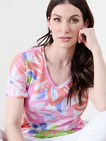 Retro Floral V-Neck Top by GG Collection