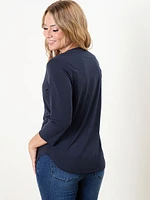 Petite 3/4 Sleeve Tunic Top