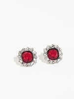 Crimson Squared Crystal Drop Earrings