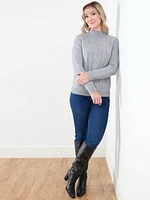 Petite Mock Neck Cable Knit Sweater