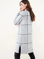 Long Windowpane Cardigan